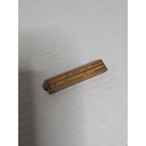 Brass & Wood  12" inch Upson Nut Co. fold out wooden ruler No. 70 Great Cond.
